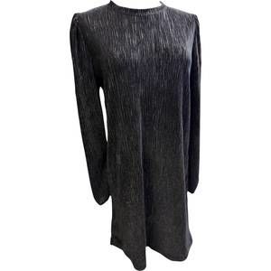 NEW KLD. SIGNATURE women's crinkle velvet mini dress in black